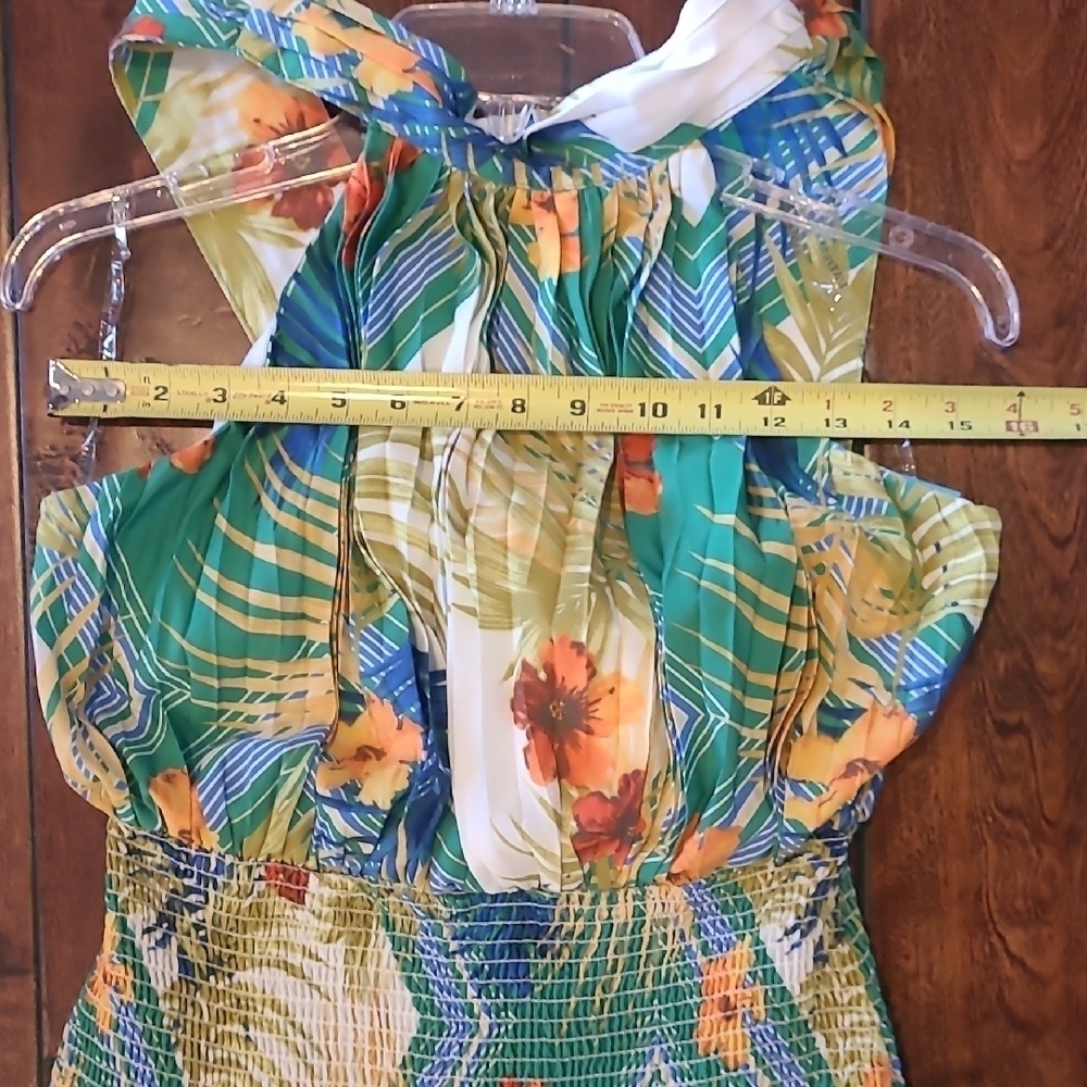 L'atiste Floral Multicolor Pleated Tie  Maxi Dress Size M - Picture 11 of 14